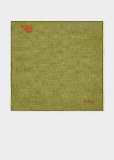 Paul Smith Silk-blend Khaki Pocket Square Green