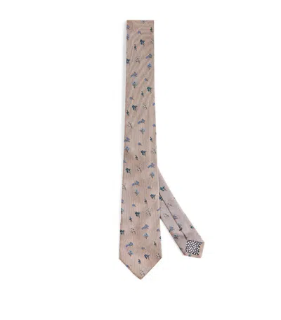 Paul Smith Silk Floral Tie In Pink