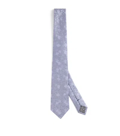 Paul Smith Silk Floral Tie In Purple