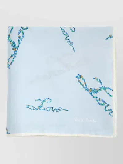 Paul Smith Silk Foulard Featuring Floral Pattern Lightweight In Blue