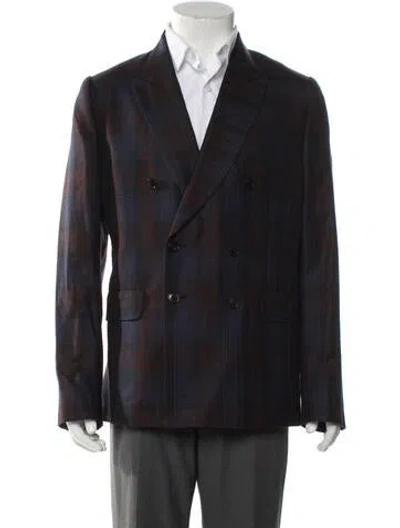 Pre-owned Paul Smith Silk Plaid Print Blazer In Blue