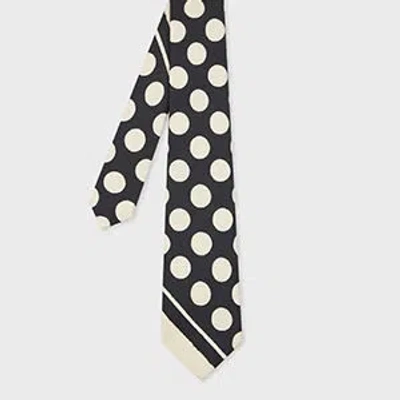 Paul Smith Silk Polka Dot And Stripes Tie Black