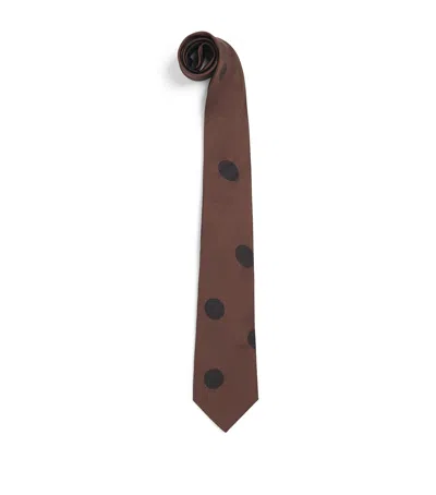 Paul Smith Silk Polka-dot Shadow Tie In Brown