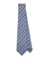 Paul Smith Blue Silk Herringbone Stripe Tie In Blue