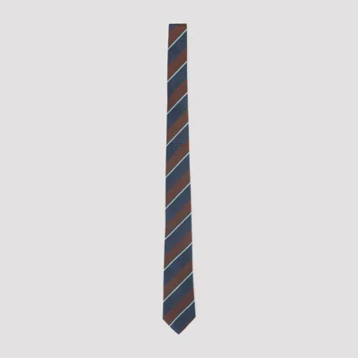 Paul Smith Silk Tie With Block Stripe Design - Men's Accessory In Blue