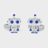Paul Smith Silver And Blue Robot Cufflinks Grey In Grey