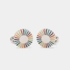 Paul Smith Silver 'artist Stripe' Edge Circular Cufflinks Multicolour In Multicolour