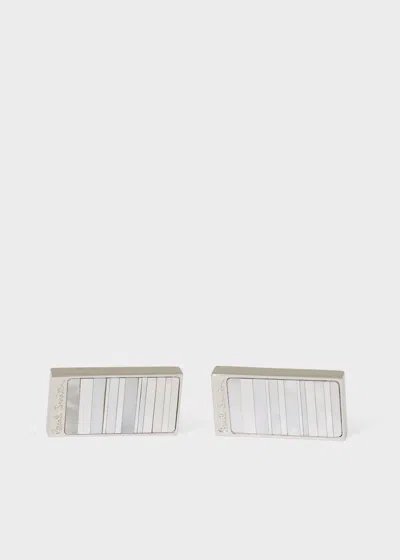 Paul Smith Silver Mother Of Pearl Stripe Cufflinks