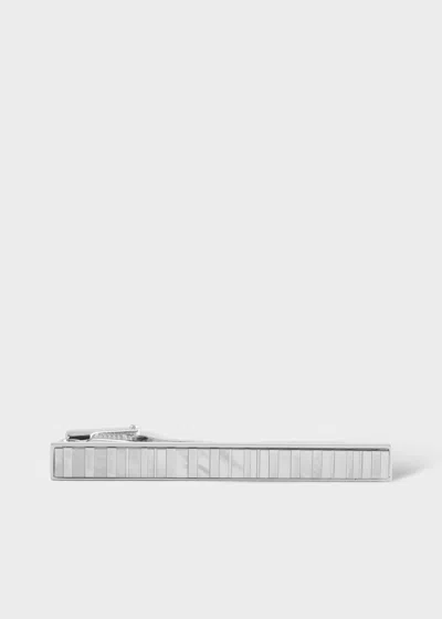 Paul Smith Silver Mother-of-pearl Stripe Tie Clip In White