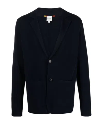 Paul Smith Knitted Sb Jacket In Navy
