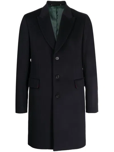 Paul Smith Single-breasted Cashmere Coat In Black