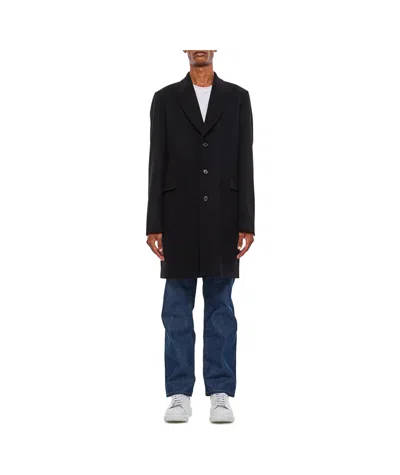 Paul Smith Single-breasted Lapel Coat In Black