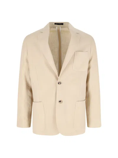 Paul Smith Single-breasted Linen Blazer In Beige