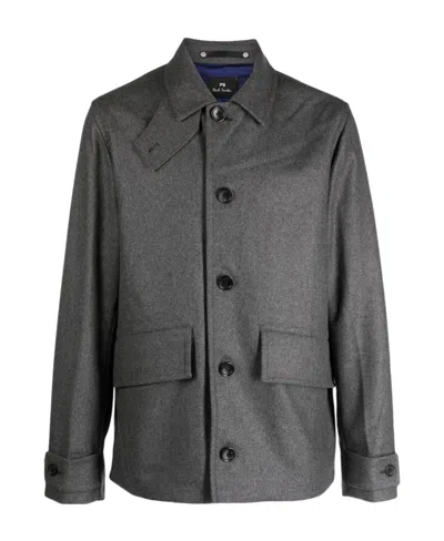 Paul Smith Single-breasted Wool-blend Short Coat In Black