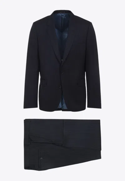 Paul Smith Checked Wool-blend Tweed Suit In Blue