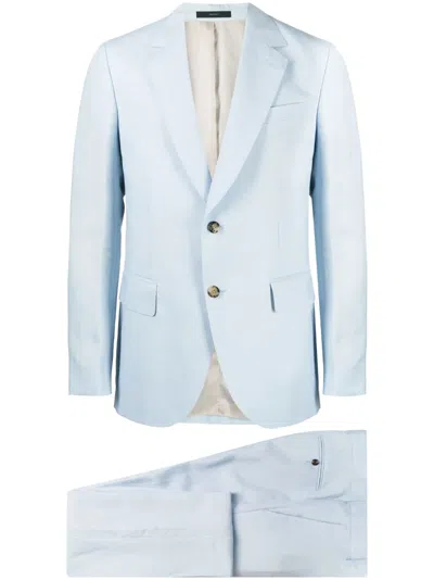 Paul Smith Single-breasted Linen Suit In Blue