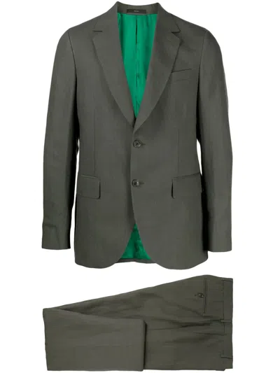 Paul Smith Single-breasted Linen Suit In Green