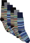 Paul Smith Six-pack Multicolor Signature Stripe Socks In 1a Multicolour