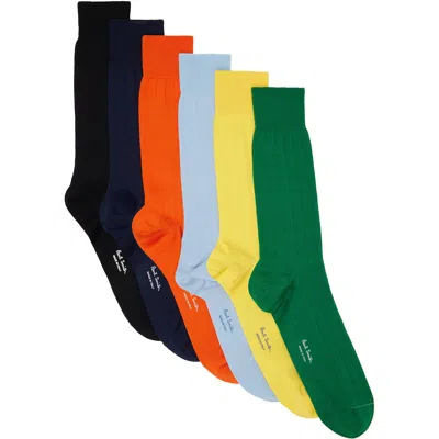 Paul Smith Six-pack Multicolor Ribbed Socks