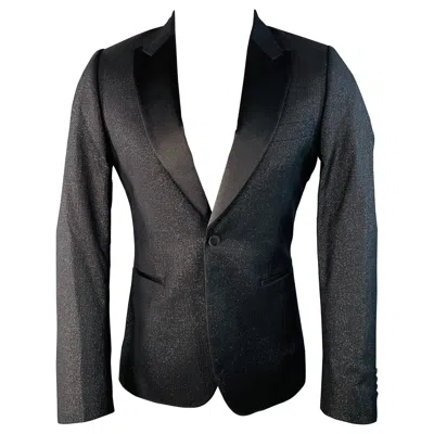 Pre-owned Paul Smith Size 38 Black Metallic Wool Blend Peak Lapel Single Button Sport Coat