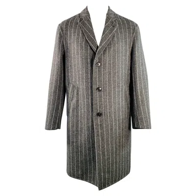 Pre-owned Paul Smith Size 38 Grey Chalkstripe Wool Blend Notch Lapel Coat In Gray