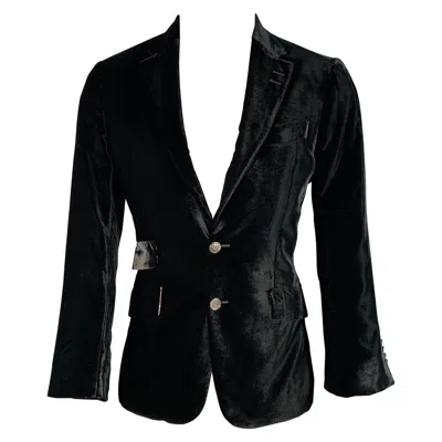 Pre-owned Paul Smith Size 38 The Byard Black Velvet Viscose Blend Notch Lapel Sport Coat