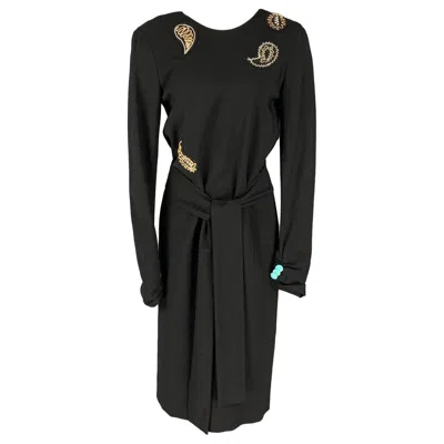 Pre-owned Paul Smith Size 4 Black Jersey Beaded Open Back Long Dress