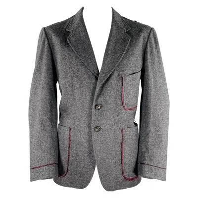 Pre-owned Paul Smith Size 42 Grey Burgundy Wool Blend Contrast Trim Jacket In Red
