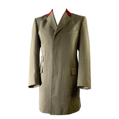 Pre-owned Paul Smith Size 44 Green Burgundy Heather Wool Notch Lapel Coat In Red