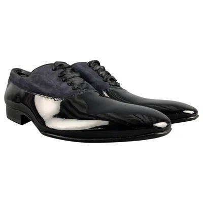 Pre-owned Paul Smith Size 7 Black Mixed Materials Suede Tuxedo Lace Up Shoes