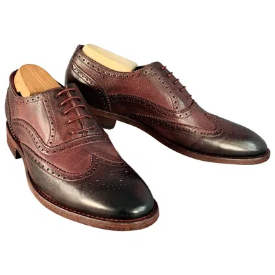 Pre-owned Paul Smith Size 8 Burgundy Antique Leather Wingtip Oxford Lace-up Flexible Travel Shoes In Red