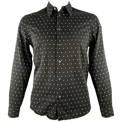 Pre-owned Paul Smith Size L Black White Polka Dot Point Collar Cotton Long Sleeve Shirt