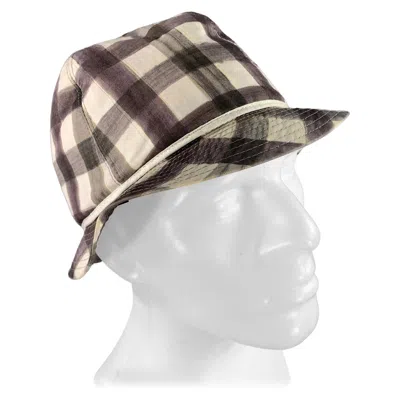 Pre-owned Paul Smith Size L Brown White Gingham Cotton Hats