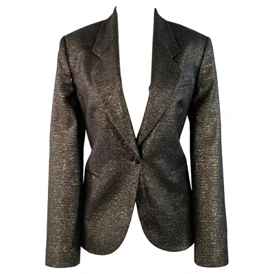 Pre-owned Paul Smith Size M Black Metallic Gold Wool Blend Single Button Jacket Blazer