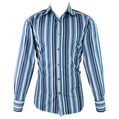 Pre-owned Paul Smith Size S Blue Navy Stripe Cotton French Cuff Long Sleeve Shirt