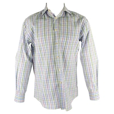 Pre-owned Paul Smith Size S White Blue Green Plaid Cotton Button Up Long Sleeve Shirt