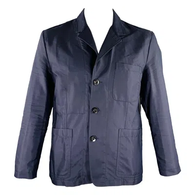 Pre-owned Paul Smith Size Xl Navy Nylon Cotton Single Breasted Jacket In Blue