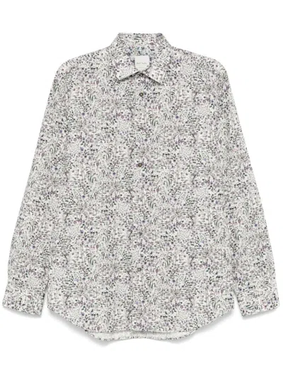 Paul Smith Sketch Floral-print Shirt In 02 Off White