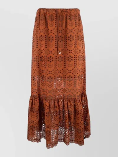 Paul Smith Skirt Embroidered Design Ruffled Hem Sheer Detailing