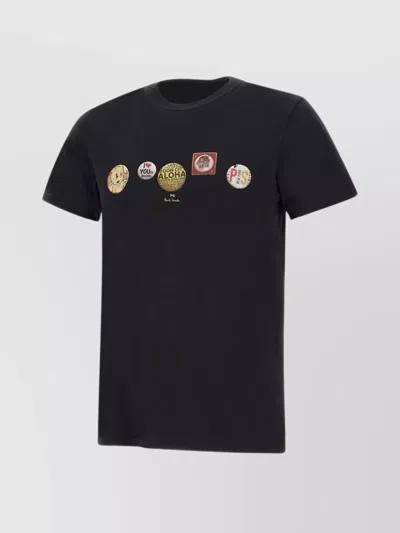 Paul Smith "skull Opposé" Organic Cotton T-shirt In Black