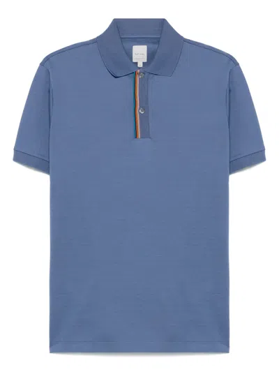 Paul Smith Dark Blue 'signature Stripe' Trim Polo Shirt