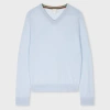 Paul Smith Sky Blue Merino Wool V-neck Sweater In Blue