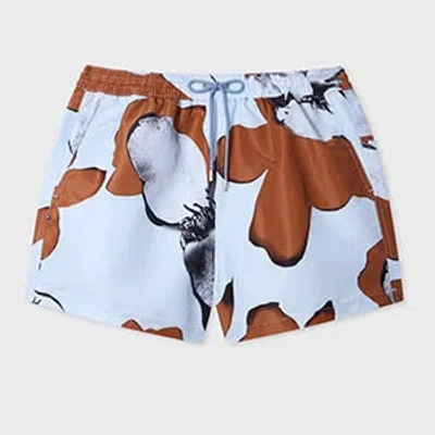 Paul Smith Sky Blue 'shadow Floral' Swim Shorts In Multi