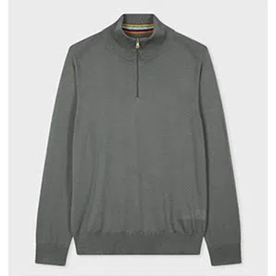 Paul Smith Slate Green Merino Wool Half-zip Sweater