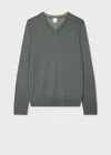 Paul Smith Slate Green Merino Wool V-neck Sweater In Green