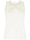 Paul Smith Scalloped Edges Stretch Viscose Top In Weiss