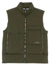 Paul Smith Sleeveless Quilted Jacket With High Collar In Green