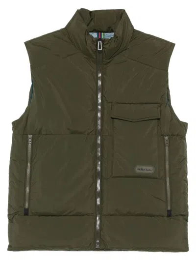 PAUL SMITH SLEEVELESS QUILTED JACKET WITH HIGH COLLAR