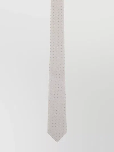 Paul Smith Slim Design Dotted Silk Tie In Neutral