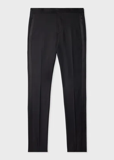 Paul Smith Slim-fit Black Wool-silk Jacquard Evening Trousers